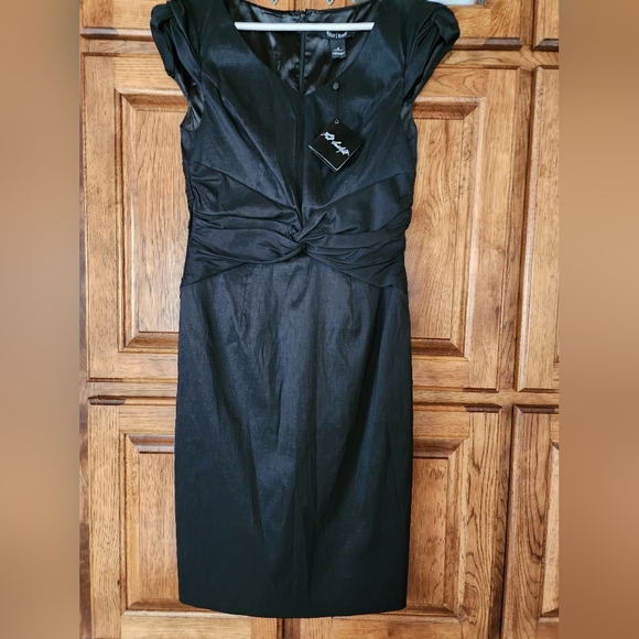 White House Black Market Black Women's Taffeta Cap Sleeves Dress Size 4 - Picture 10 of 11